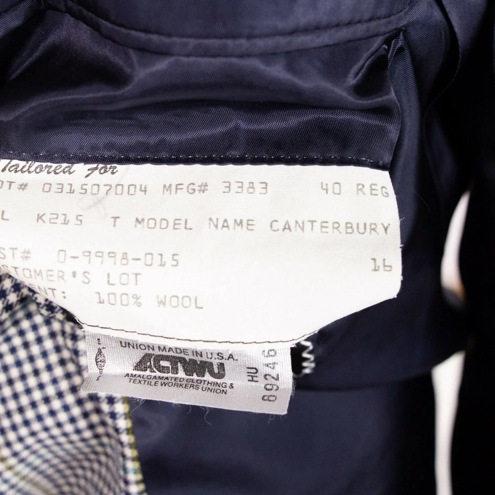 Hickey Freeman‎ Mens 40R Plaid Houndstooth Blazer Sports Coat Suit Jacket
